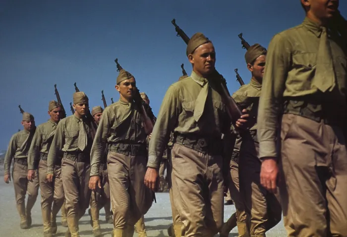 Framed Print : Marines finishing training at Parris Island S.C. May 1942