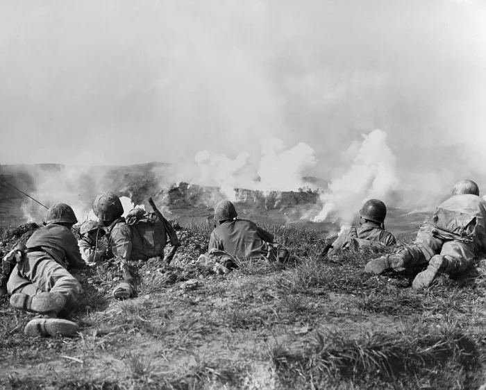 Framed Print : Marines fought retreating Japanese hill by hill in their drive for Naha, capital city of Okinawa. May 10, 1945 Framed Print : Marines fought retreating Japanese hill by hill in their drive for Naha, capital city of Okinawa. May 10, 1945