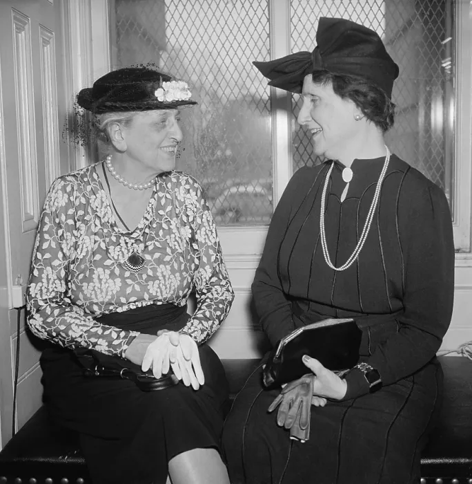Framed Print : Marion Glass Banister (left), Assistant U.S. Treasurer, and Mrs. Nellie Taylor Ross, Director of the Mint, were among the women members of the Franklin Roosevelt Administration