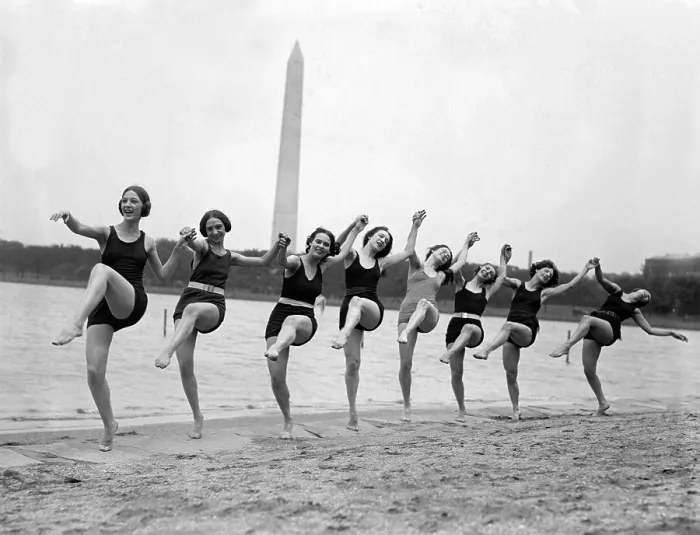 Framed Print : Marion Morgan dancers on a Washington, D.C. Beach in 1923. They popular vaudeville troop performed ballets based on classical legends
