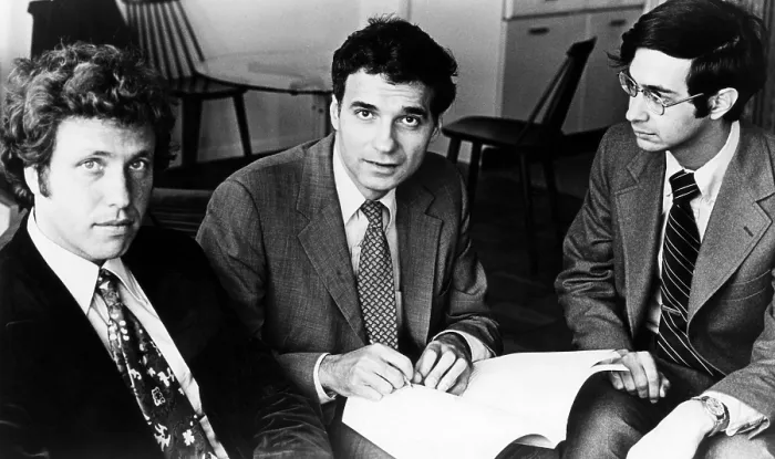 Framed Print : Mark Green, Ralph Nader, and Joel Seligman, authors of the book, Taming the Giant Corporation, ca. 1970's. CSU Archives / Everett Collection