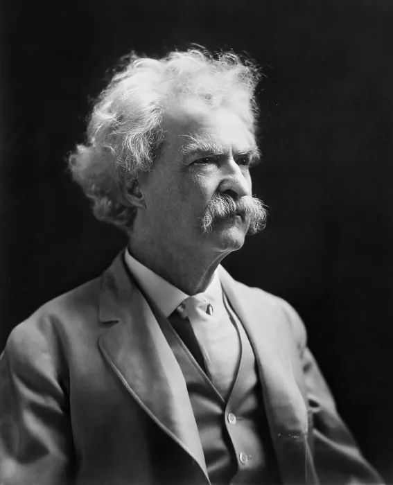 Framed Print : Mark Twain (aka Samuel Clemens), portrait taken 1907, in his early 70s. Photo by A. F. Bradley
