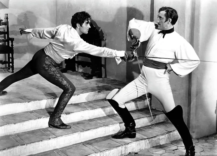 Framed Print : THE MARK OF ZORRO, Tyrone Power, Basil Rathbone, 1940, TM & Copyright (c) 20th Century Fox Film Corp. All rights reserved Framed Print : THE MARK OF ZORRO, Tyrone Power, Basil Rathbone, 1940, TM & Copyright (c) 20th Century Fox Film Corp. All rights reserved