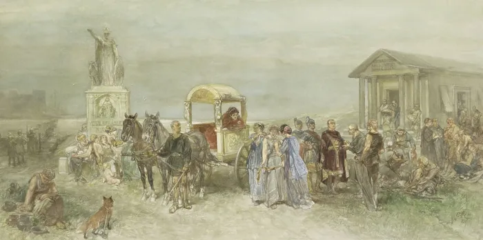 Framed Print : Marketplace with Romans and Batavians, by Charles Rochussen, 1889, Dutch watercolor painting Framed Print : Marketplace with Romans and Batavians, by Charles Rochussen, 1889, Dutch watercolor painting