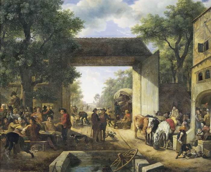 Framed Print : DE MARNE, Jean-Louis (1752-1829). A Market at the Gates of an Inn. ca. 1814. Oil on canvas. FRANCE. Paris. Louvre Museum. AISA / Everett Collection**US SALES ONLY** Framed Print : DE MARNE, Jean-Louis (1752-1829). A Market at the Gates of an Inn. ca. 1814. Oil on canvas. FRANCE. Paris. Louvre Museum. AISA / Everett Collection**US SALES ONLY**