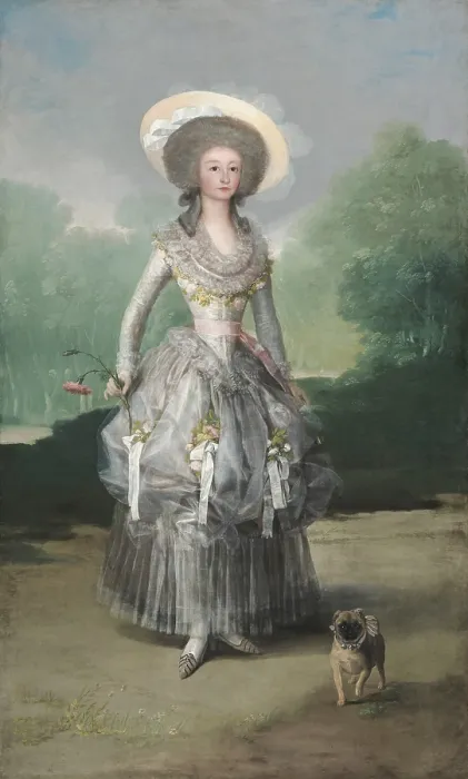 Framed Print : The Marquesa de Pontejos, by Francisco de Goya, c. 1786, Spanish painting, oil on canvas. She is dressed in the shepherdess style popular in pre-revolutionary France Framed Print : The Marquesa de Pontejos, by Francisco de Goya, c. 1786, Spanish painting, oil on canvas. She is dressed in the shepherdess style popular in pre-revolutionary France