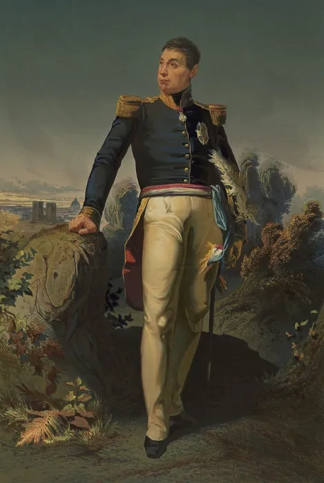 Framed Print : Marquess de la Fayette, in a Generals uniform. The pose is loosely based on an 1826 portrait Samuel F.B