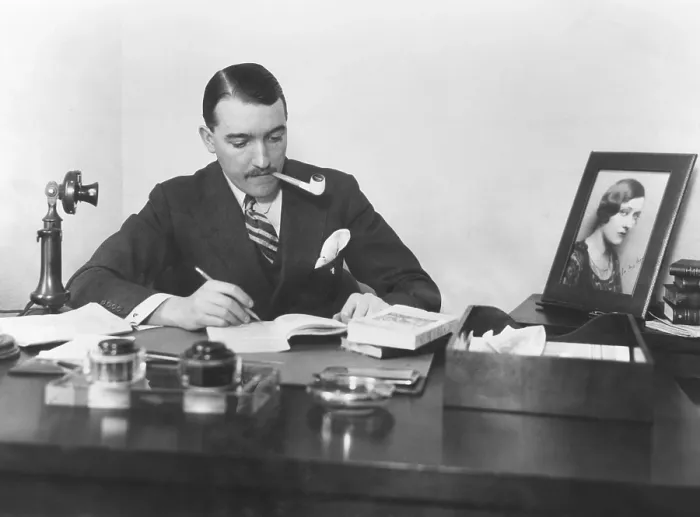 Framed Print : Marquis de la Falaise, 3rd husband of Gloria Swanson, at his small office on 42nd St. NYC. Dec. 1925 Framed Print : Marquis de la Falaise, 3rd husband of Gloria Swanson, at his small office on 42nd St. NYC. Dec. 1925