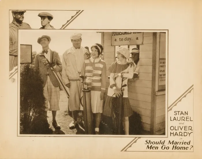 Framed Print : SHOULD MARRIED MEN GO HOME?, lobbycard, inset, from left: Stan Laurel, Oliver Hardy, Edna Marion, Viola Richard, 1928