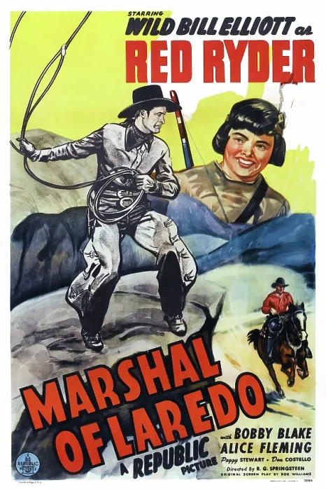 Framed Print : MARSHAL OF LAREDO, US poster, from left: Bill Elliott, Robert Blake, 1945