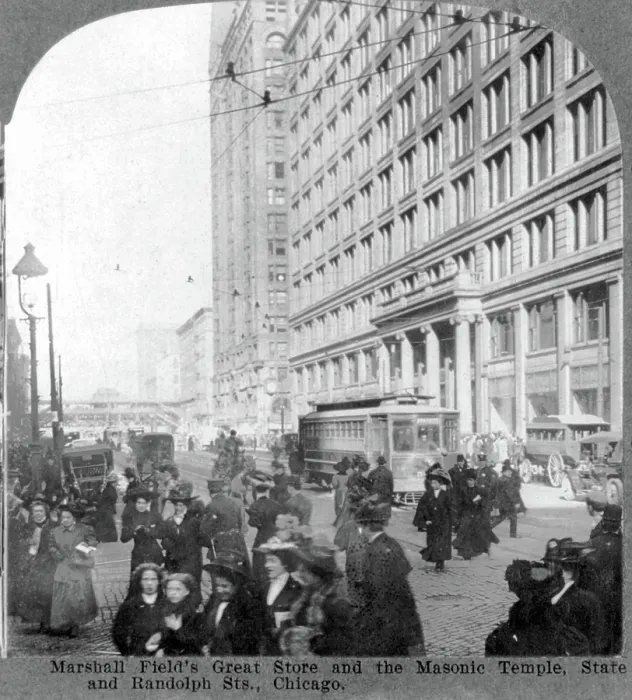 Framed Print : Marshall Field's Great Store and the Masonic Temple, State and Randolph Sts. Chicago, Il. Sterocard ca. 1909 Framed Print : Marshall Field's Great Store and the Masonic Temple, State and Randolph Sts. Chicago, Il. Sterocard ca. 1909
