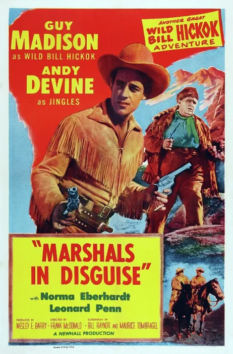 Framed Print : MARSHALS IN DISGUISE, US poster art, from left: Guy Madison, Andy Devine, 1954