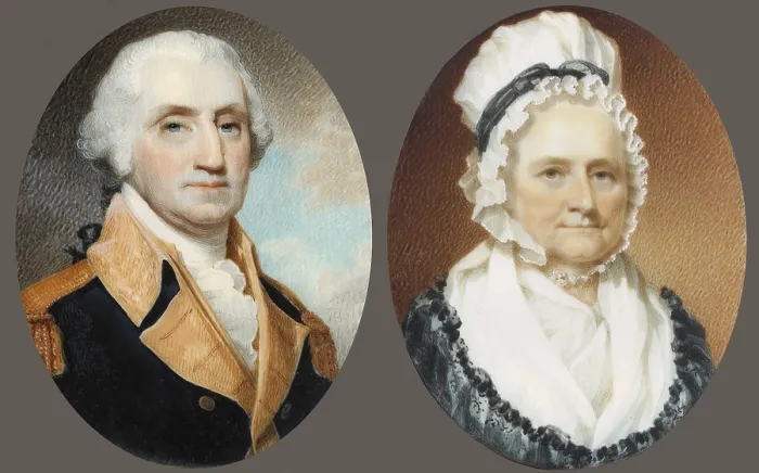 Framed Print : Martha Washington, 1801, and George Washington, 1801, by Robert Field, American miniature paintings, watercolor on ivory