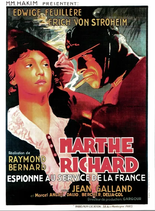 Framed Print : MARTHE RICHARD, (aka MARTHE RICHARD ESPIONNE AU SERVICE DE LA FRANCE), French poster art, from left: Edwige Feuillere, Erich von Stroheim, 1937 Framed Print : MARTHE RICHARD, (aka MARTHE RICHARD ESPIONNE AU SERVICE DE LA FRANCE), French poster art, from left: Edwige Feuillere, Erich von Stroheim, 1937
