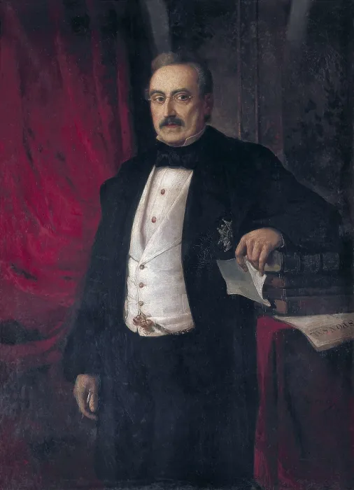 Framed Print : MARTI i ALSINA, Ramon (1826-1894). Bonaventura Carles Aribau. mid. 19th c. Oil on canvas. SPAIN. Barcelona. Gallery of Famous Catalans. Requesens Palace