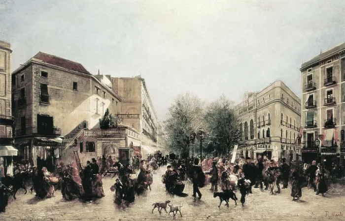 Framed Print : MARTI i ALSINA, Ramon (1826-1894). The Rambla. 2nd half 19th c. Oil on canvas. SPAIN. Barcelona. National Art Museum of Catalonia. AISA / Everett Collection**US SALES ONLY**