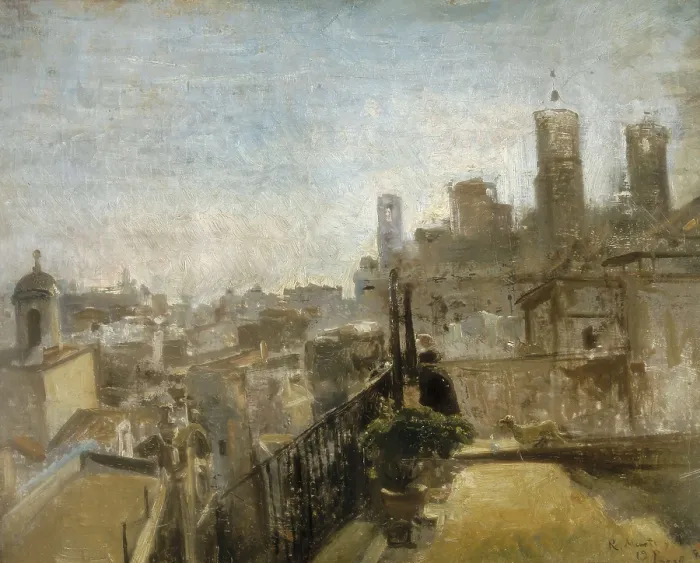 Framed Print : MARTI i ALSINA, Ramon (1826-1894). View of Barcelona from a terrace roof of Riera de San Juan. 1889. Modernism. Oil on canvas. SPAIN. Barcelona. National Art Museum of Catalonia Framed Print : MARTI i ALSINA, Ramon (1826-1894). View of Barcelona from a terrace roof of Riera de San Juan. 1889. Modernism. Oil on canvas. SPAIN. Barcelona. National Art Museum of Catalonia