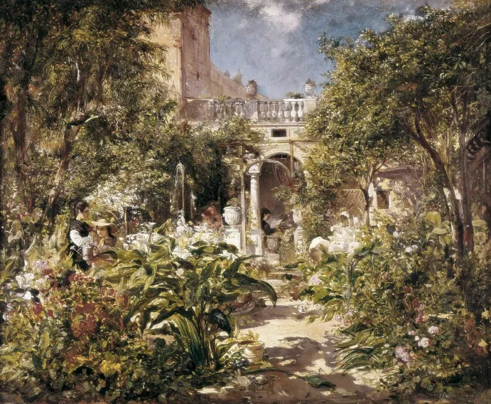 Framed Print : MARTI i ALSINA, Ramon (1826-1894). Garden of San Gervasio. s.XIX. Oil on canvas. SPAIN. Barcelona. National Art Museum of Catalonia. AISA / Everett Collection**US SALES ONLY**