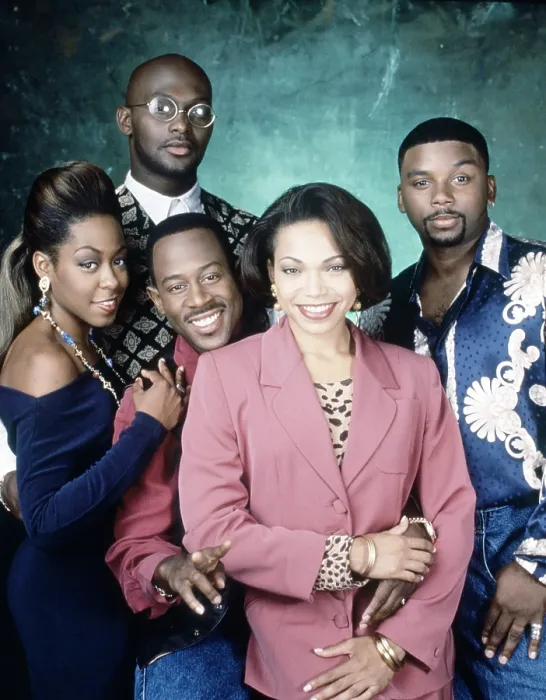 Framed Print : MARTIN, from left, Tichina Arnold, Thomas Mikal Ford, Martin Lawrence, Tisha Campbell, Carl Anthony Payne II, 1992-97