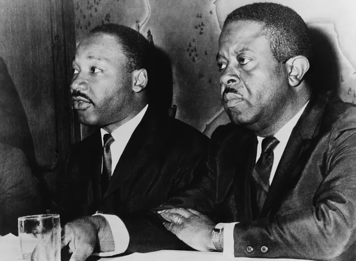 Framed Print : Martin Luther King, Jr. (1929-1968), and Ralph Abernathy (1926-1990), at press conference, Baltimore, Maryland in 1965