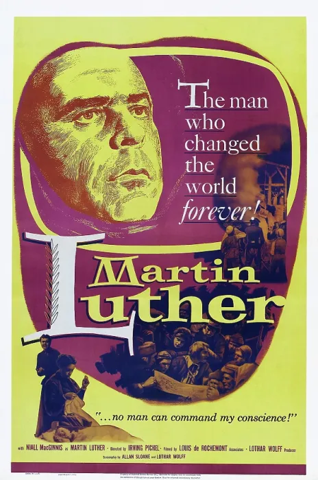 Framed Print : MARTIN LUTHER, US poster art, featured close up from top left: Niall MacGinnis, 1953