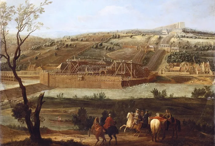 Framed Print : MARTIN, Pierre Denis, called 'the Younger' (1663-1742). La Machine de Marly. ca. 1700. Oil on canvas. FRANCE. Versailles. National Museum of Versailles