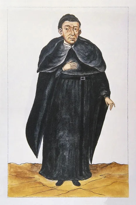 Framed Print : MARTiNEZ COMPAnoN Y BUJANDA, Baltasar Jaime (1735-1797). Trujillo del Peru en el siglo XVIII. 1782 - 1785. Vol.1 fol.99r. Portraits of clergymen. Augustinian priest