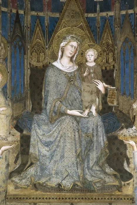 Framed Print : MARTINI, Simone di Martino, called Simone (1284-1344). Maest. 1315. ITALY. Siena. Public Palace. Central detail with the Virgin and the Child. Renaissance art. Trecento