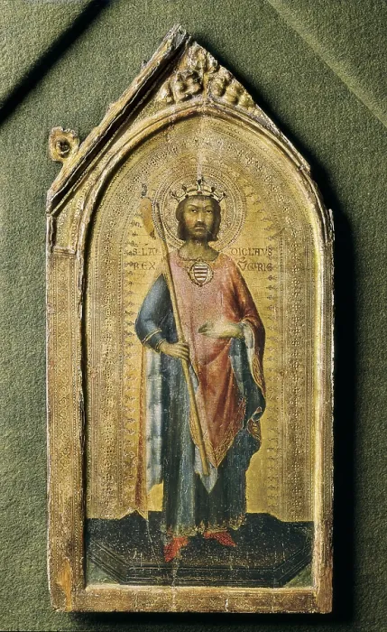 Framed Print : MARTINISimone di Martinocalled Simone (1284-1344). Saint Ladislas. ca. 1326. Renaissance art. Trecento. Sienese school. Tempera on wood. ITALY. Altomonte