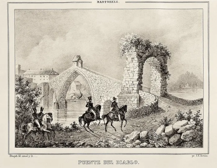 Framed Print : Martorell. Puente del Diablo or Devil's Bridge by F.X.Parcerisa, c.1839 Framed Print : Martorell. Puente del Diablo or Devil's Bridge by F.X.Parcerisa, c.1839