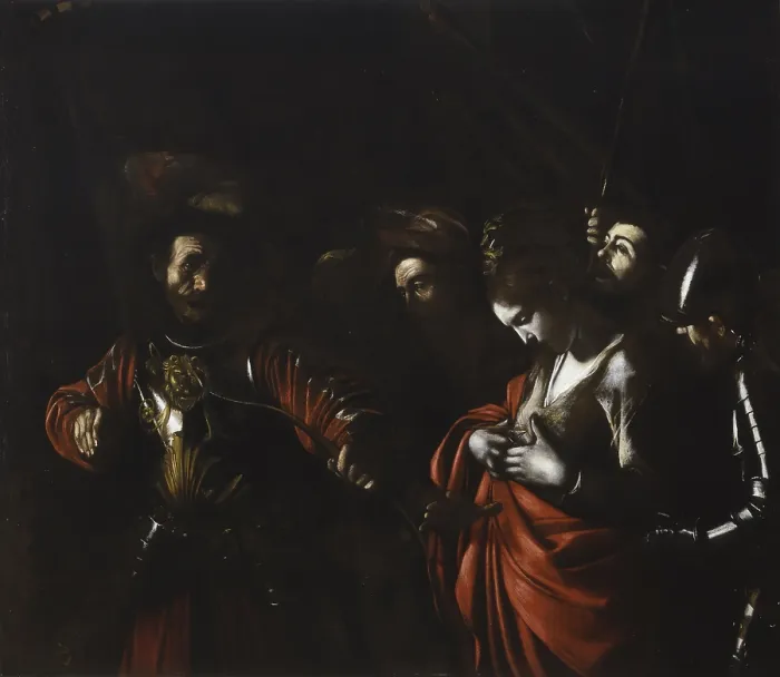 Framed Print : Martyrdom of Saint Ursula, by Michelangelo Merisi also known as Caravaggio, 1610, 17th Century, oil on canvas, 140, 5 x 170, 5 cm - Italy, Campania, Naples