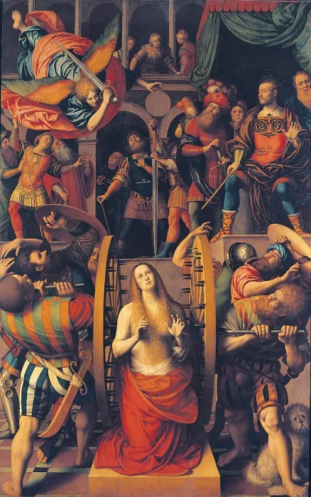 Framed Print : Martyrdom of St Catherine, by Gaudenzio Ferrari, 1540 post, 16th Century, oil on panel, cm 334 x 210 - Italy, Lombardy, Milan, Brera Art Gallery. All