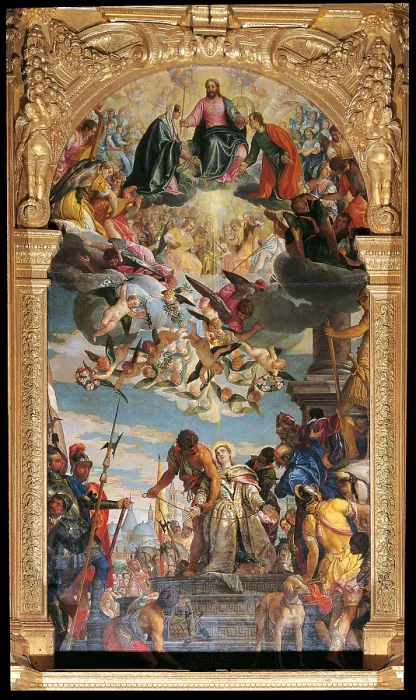 Framed Print : The Martyrdom of St Justina, by Paolo Caliari known as Veronese, 1575, 16th Century, canvas, - Italy, Veneto, Padua, Santa Giustina Basilica