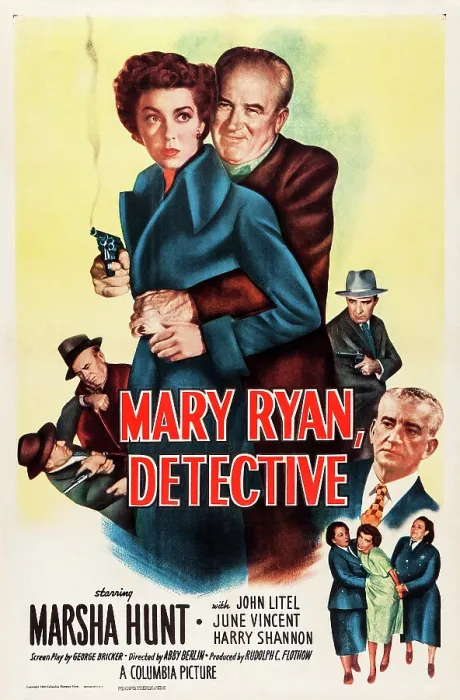 Framed Print : MARY RYAN, DETECTIVE, US poster, from left: Marsha Hunt, Harry Shannon, 1949