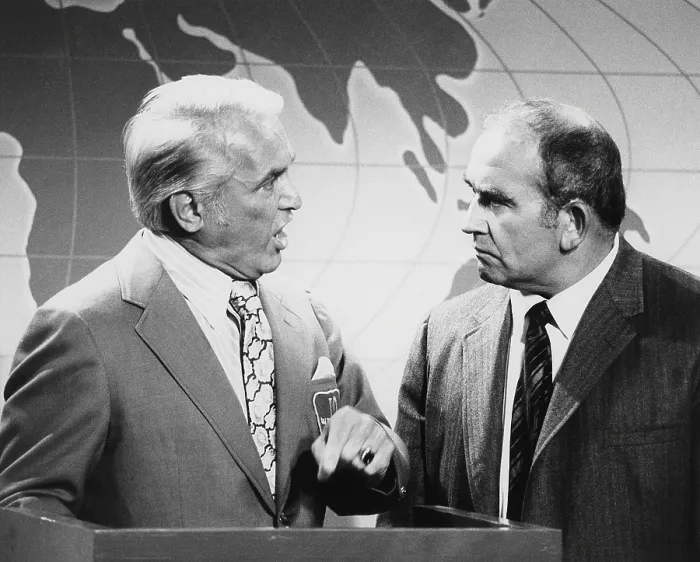 Framed Print : THE MARY TYLER MOORE SHOW, from left: Ted Knight, Ed Asner, 1970-77 Framed Print : THE MARY TYLER MOORE SHOW, from left: Ted Knight, Ed Asner, 1970-77