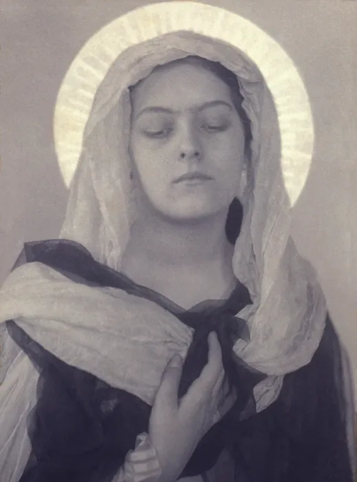 Framed Print : Mary, Woman posed as Virgin Mary, by Charles I. Berg, early 1900s
