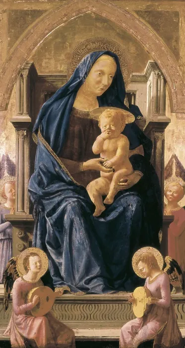 Framed Print : MASACCIO, Tomaso di Ser Giovanni di Mone Casai, called (1401-1428). The Virgin and Child. 1426. Renaissance art. Quattrocento. Tempera on wood. UNITED KINGDOM. London
