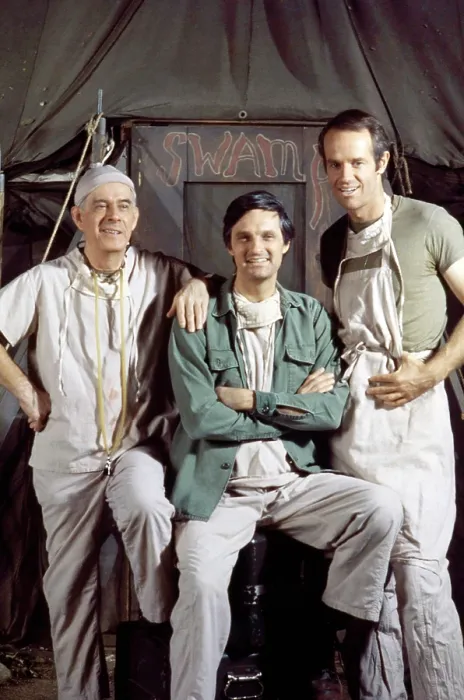 Framed Print : MASH, (aka M*A*S*H*), from left, Harry Morgan, Alan Alda, Mike Farrell, (1975), 1972-1983 Framed Print : MASH, (aka M*A*S*H*), from left, Harry Morgan, Alan Alda, Mike Farrell, (1975), 1972-1983