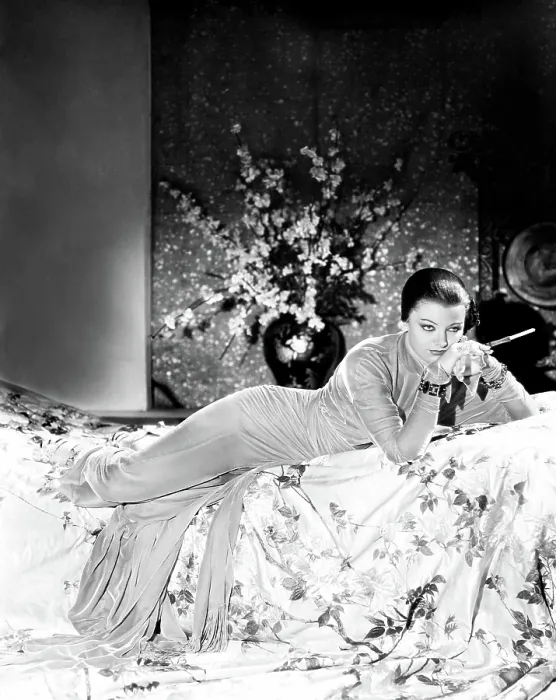 Framed Print : THE MASK OF FU MANCHU, Myrna Loy (in a gown by Adrian), 1932