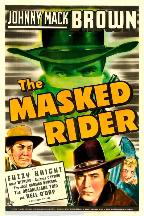 Framed Print : THE MASKED RIDER, top and bottom center: Johnny Mack Brown, bottom left: Fuzzy Knight, 1941 Framed Print : THE MASKED RIDER, top and bottom center: Johnny Mack Brown, bottom left: Fuzzy Knight, 1941