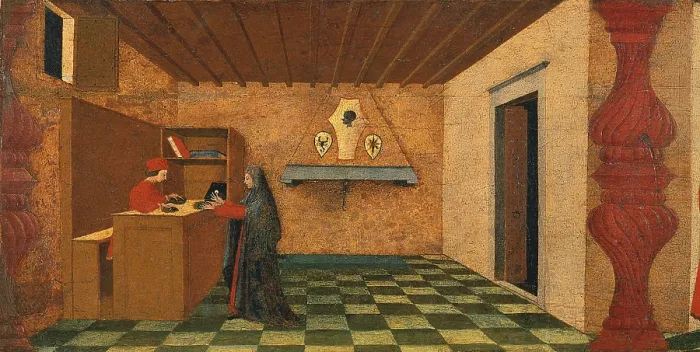 Framed Print : Massacre of the Innocents, by Paolo di Dono know as Paolo Uccello, 15th Century, 1465 -1468 about, panel, cm 43 x 351 - Italy, Marche, Pesaro Urbino, Urbino