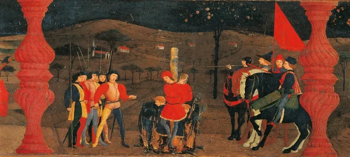 Framed Print : Massacre of the Innocents, by Paolo di Dono know as Paolo Uccello, 1465 - 1468 about, 15th Century, panel, cm 43 x 351 - Italy, Marche, Pesaro Urbino, Urbino