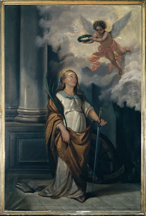 Framed Print : Massimo Diodato, St Catherine of Alexandria, 1876, 19th Century, tempera, Italy, Veneto, Reverdicr, Rovigo, Parish Church