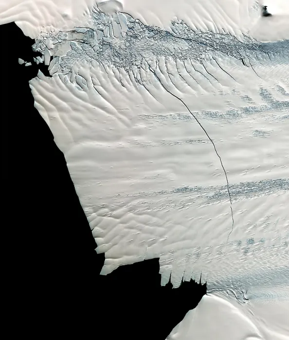 Framed Print : Massive crack across the Pine Island Glacier. Draining into the into West Antarctic Ice Sheet, it will calve a giant iceberg of 350 square miles. October 2011