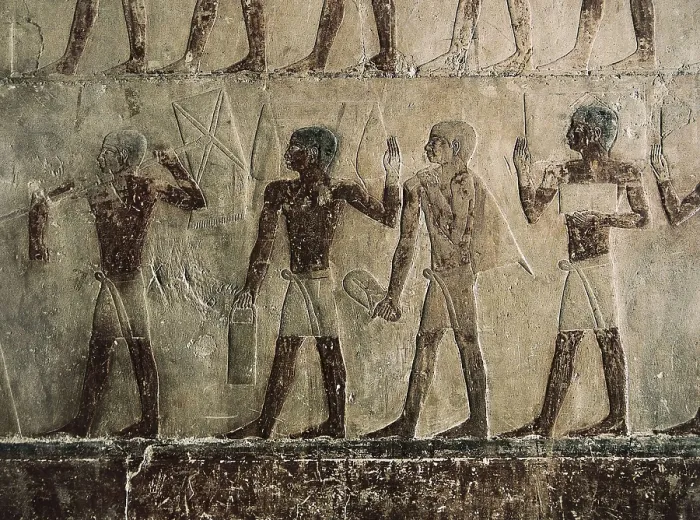 Framed Print : Mastaba of Ti. EGYPT. Saqqara. Mastaba of Ti. Constructors. Egyptian art. Old Kingdom. Relief. AISA / Everett Collection**US SALES ONLY**