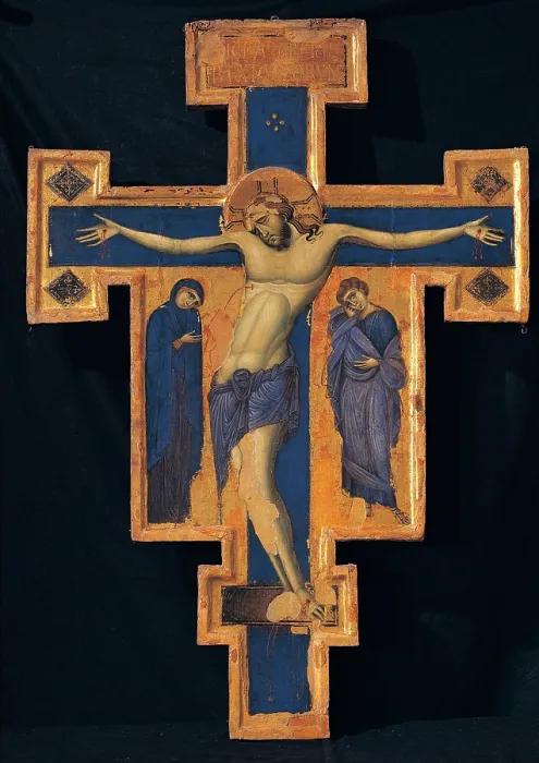 Framed Print : Master of the Blue Crosses, Crucifix, 1233 - 1266, 13th Century, tempera on linen pasted on panel, Italy, Umbria, Assisi, Perugia Framed Print : Master of the Blue Crosses, Crucifix, 1233 - 1266, 13th Century, tempera on linen pasted on panel, Italy, Umbria, Assisi, Perugia
