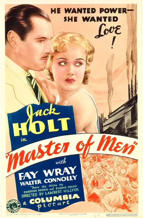 Framed Print : MASTER OF MEN, from left: Jack Holt, Fay Wray on midget window card, 1933