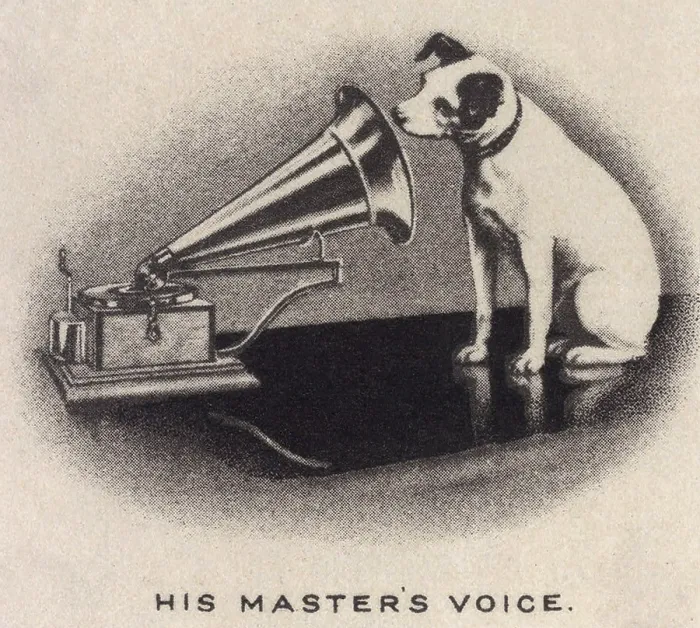 Framed Print : His Master's Voice, originally a trademark for Gramophone Records (in later years, for Victor, RCA, and HMV Records), Nipper Framed Print : His Master's Voice, originally a trademark for Gramophone Records (in later years, for Victor, RCA, and HMV Records), Nipper