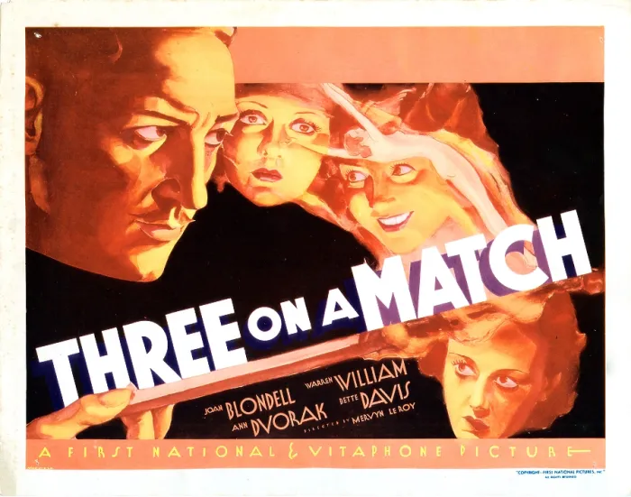 Framed Print : THREE ON A MATCH, US poster, Warren William, Joan Blondell, Bette Davis, Ann Dvorak, 1932