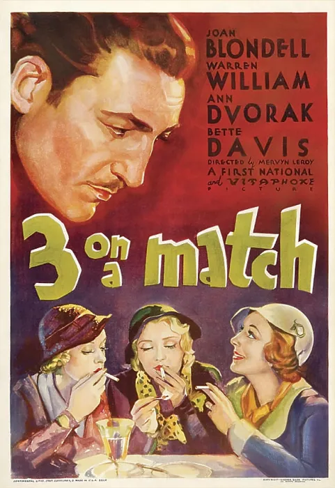 Framed Print : THREE ON A MATCH, Warren William, Bette Davis, Joan Blondell, Ann Dvorak, 1932